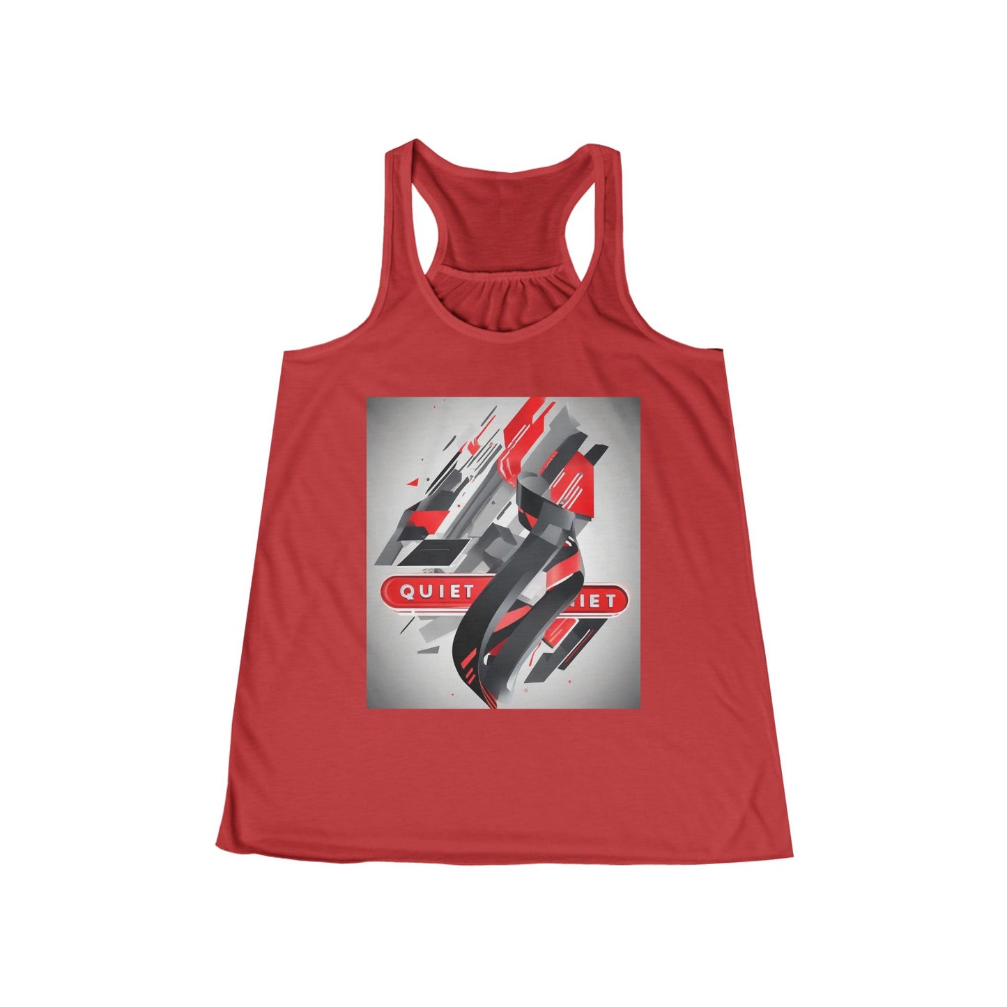 boostlete-field-day-type-power-in-quiet-banner-modern-0085 — Women's Flowy Racerback Tank (B+C 8800)