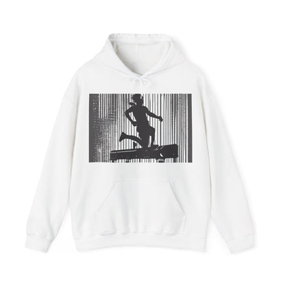 boostlete-am-crew-scene-hurdler-halftone-badge-0956 — Unisex Heavy Blend Hoodie (G18500)