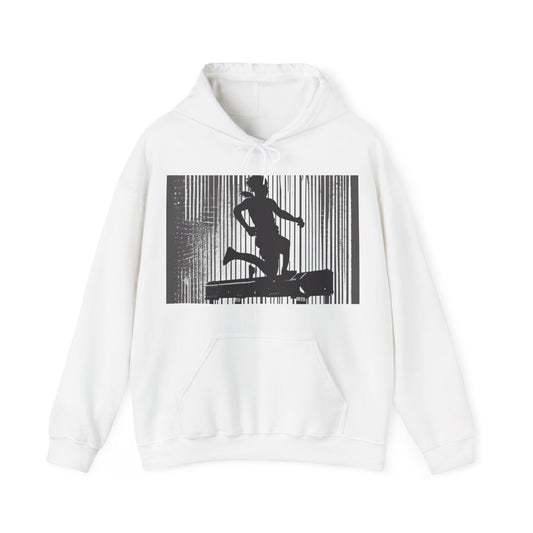 boostlete-am-crew-scene-hurdler-halftone-badge-0956 — Unisex Heavy Blend Hoodie (G18500)