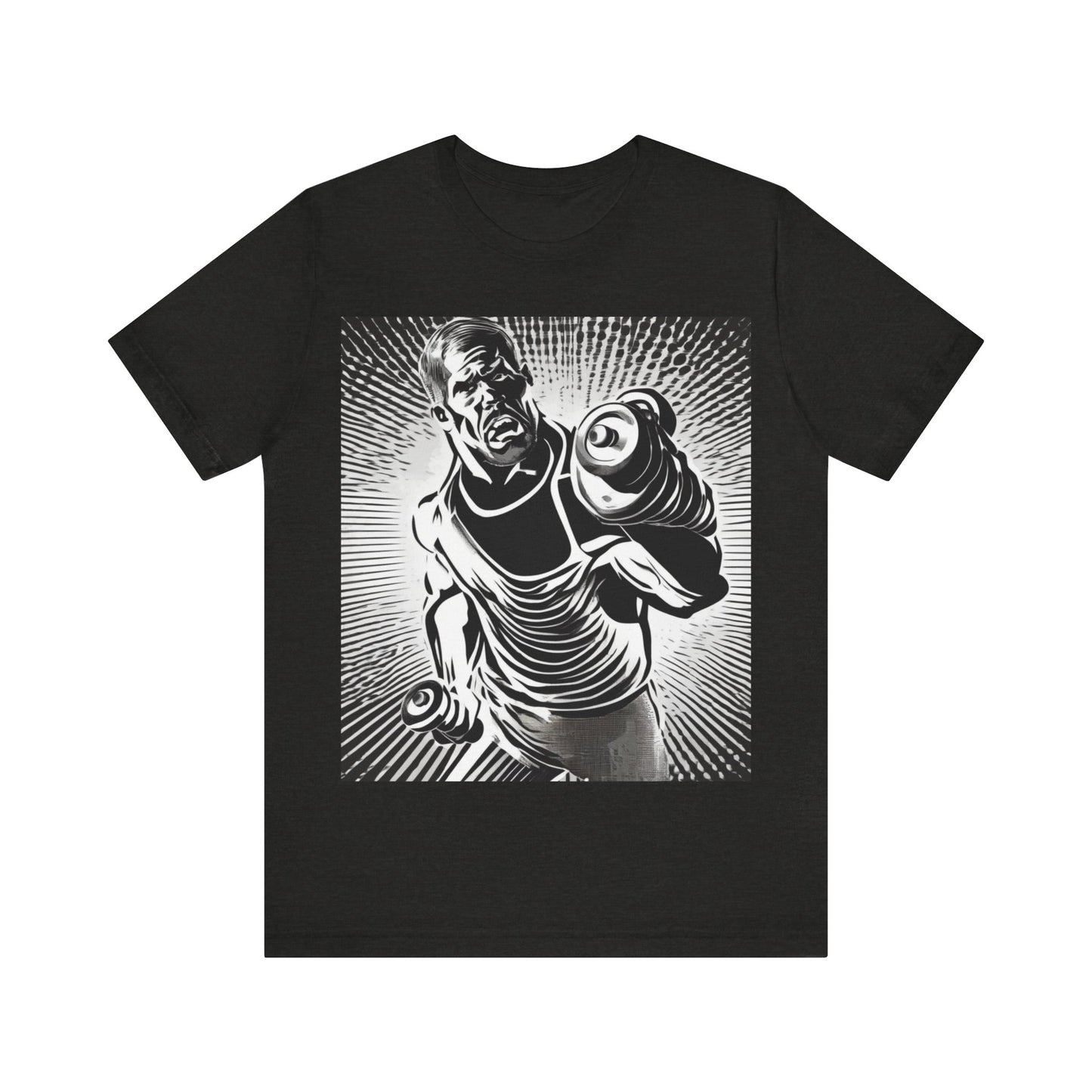 boostlete-pr-season-scene-lunge-halftone-engraved-0096 — Unisex Jersey Short Sleeve (B+C 3001)