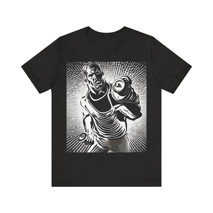 boostlete-pr-season-scene-lunge-halftone-engraved-0096 — Unisex Jersey Short Sleeve (B+C 3001)