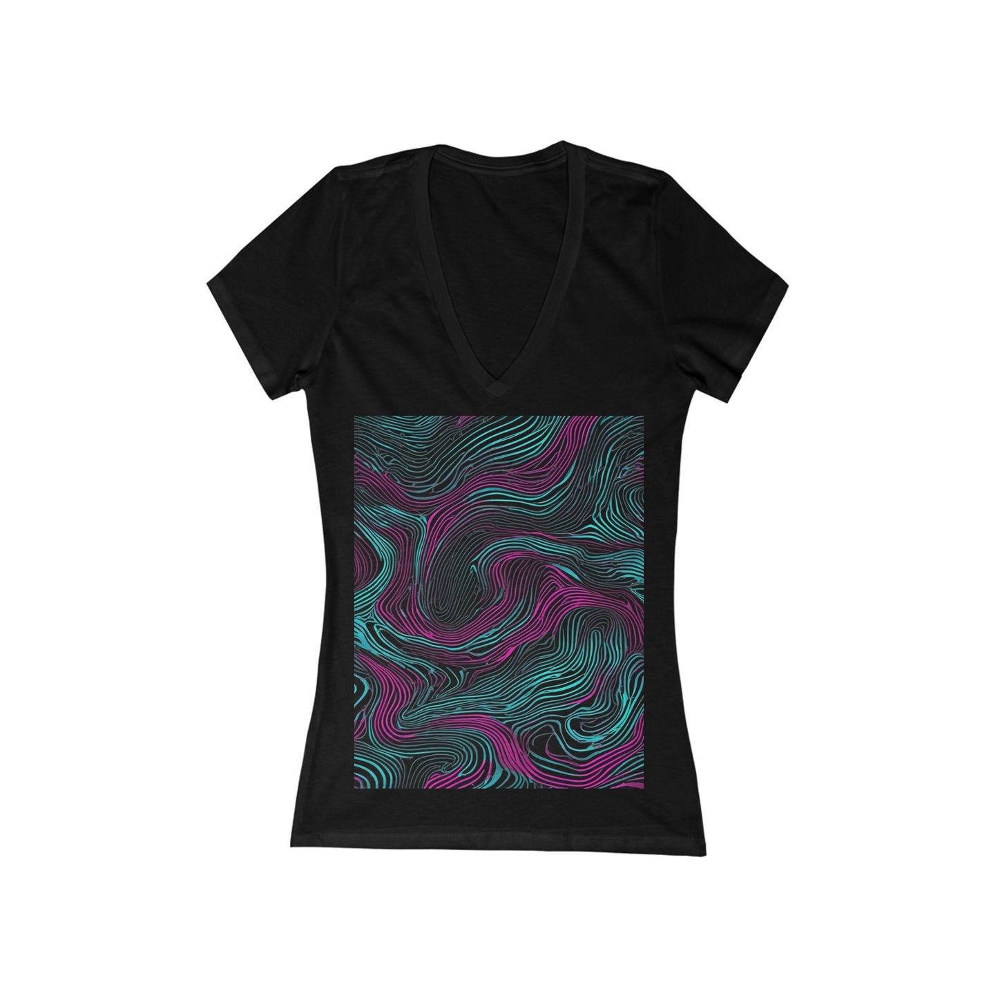 boostlete-am-crew-pattern-topographic-monoline-0075 — Women's Deep V-Neck Tee (B+C 6035)