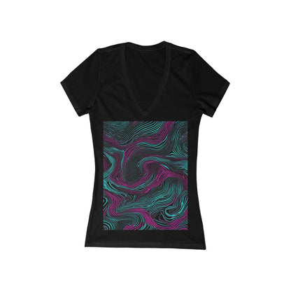boostlete-am-crew-pattern-topographic-monoline-0075 — Women's Deep V-Neck Tee (B+C 6035)