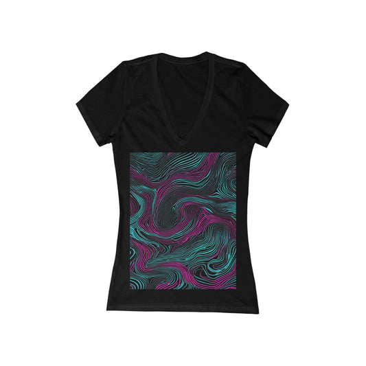 boostlete-am-crew-pattern-topographic-monoline-0075 — Women's Deep V-Neck Tee (B+C 6035)