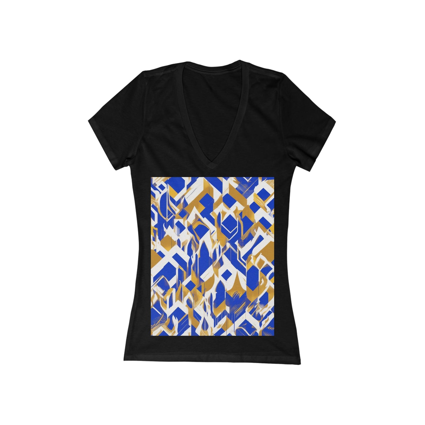 boostlete-field-day-icon-flame-glitch-geometric-0090 — Women's Deep V-Neck Tee (B+C 6035)