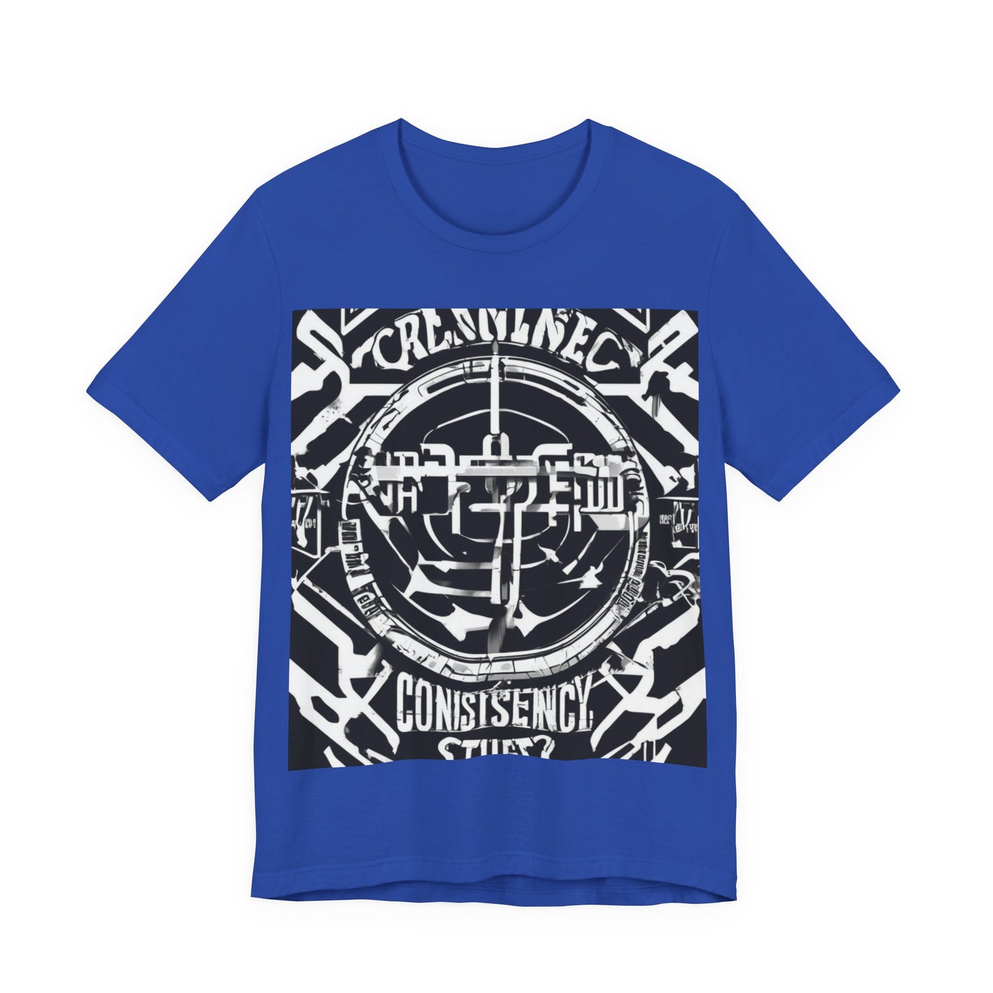 boostlete-am-crew-type-consistency-is-the-flex-centered-industrial-0137 — Unisex Jersey Short Sleeve (B+C 3001)