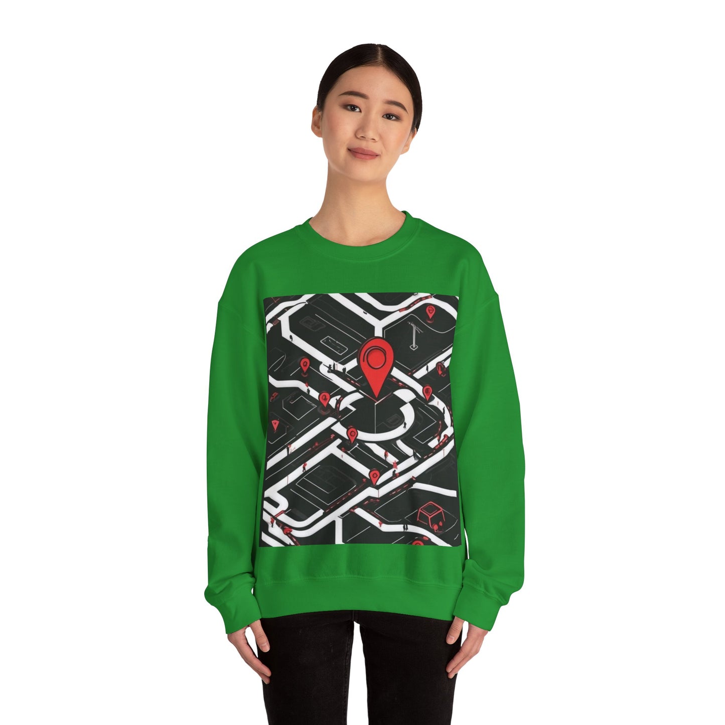 boostlete-am-crew-icon-map-matte-isometric-0094 — Unisex Heavy Blend Crewneck Sweatshirt (Gildan)