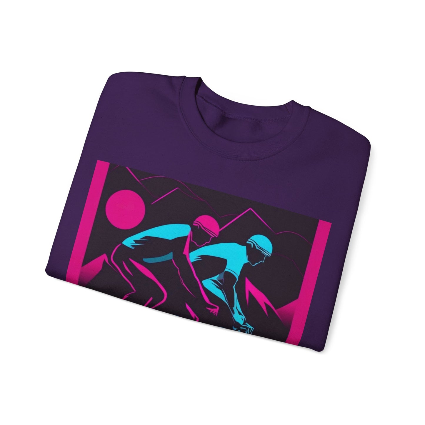 boostlete-rise-grind-scene-cyclist-outline-vector-0868 — Unisex Heavy Blend Crewneck (G18000)