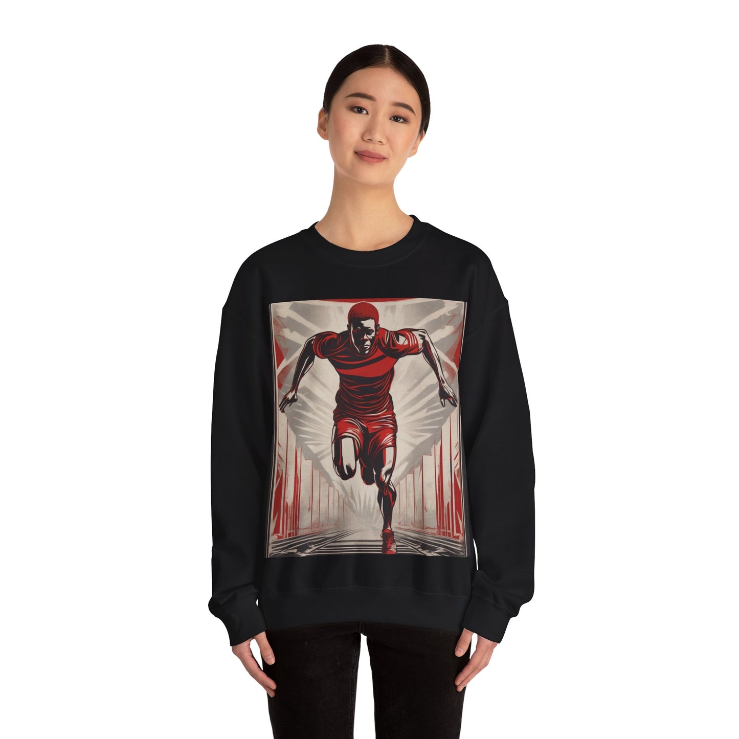 boostlete-am-crew-scene-sprinter-outline-athletic-0228 — Unisex Heavy Blend Crewneck Sweatshirt (Gildan)