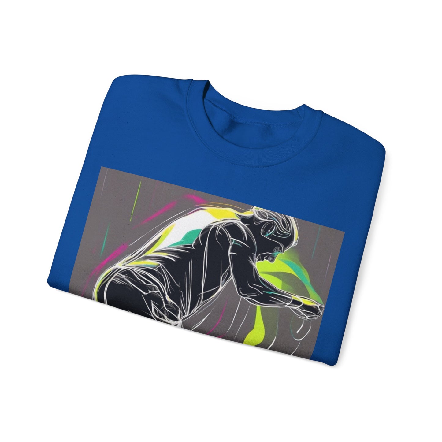 boostlete-iron-intent-scene-athlete-neon-monoline-0140 — Unisex Heavy Blend Crewneck Sweatshirt (Gildan)