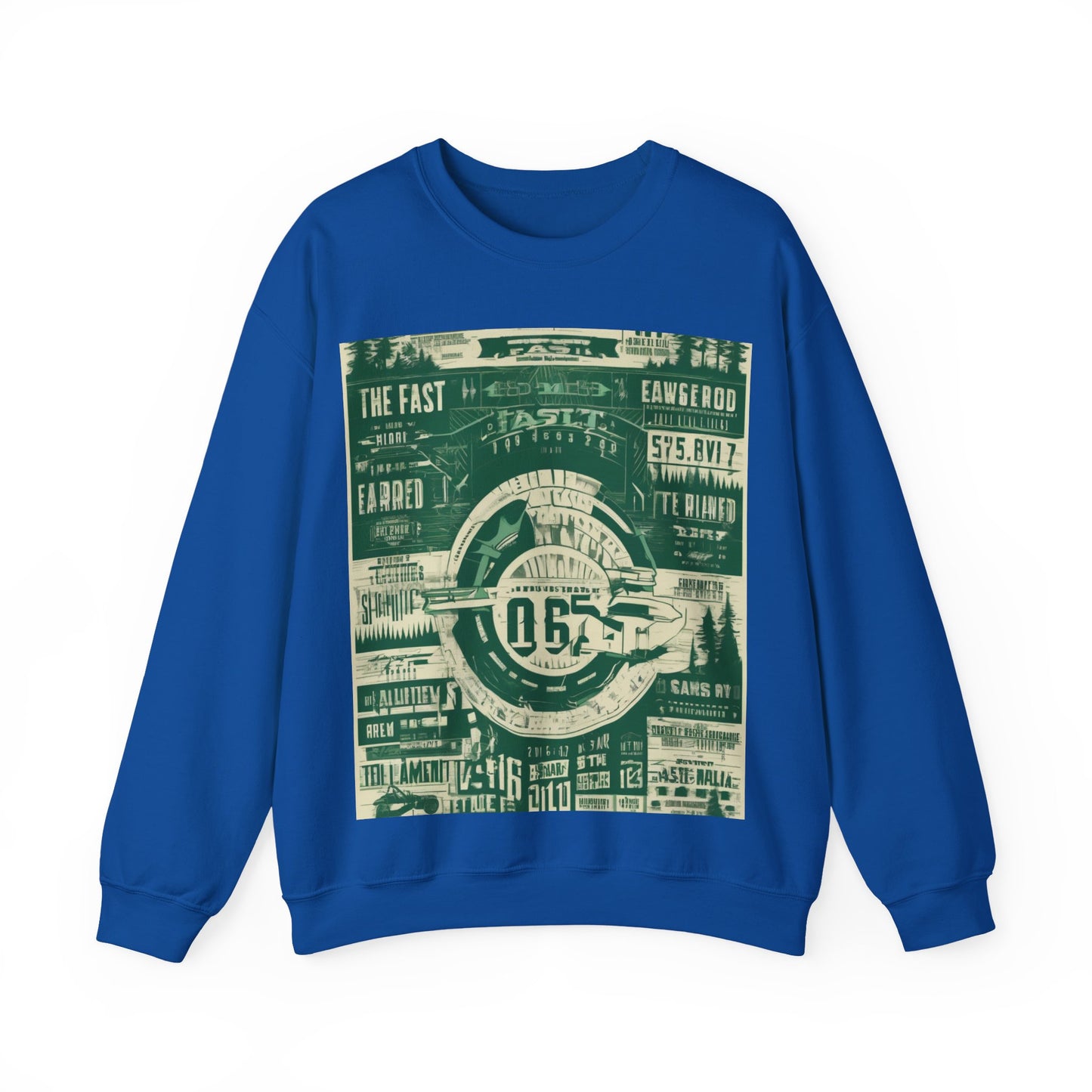 boostlete-mile-by-mile-type-fast-is-earned-big-blueprint-0041 — Unisex Heavy Blend Crewneck Sweatshirt (Gildan)