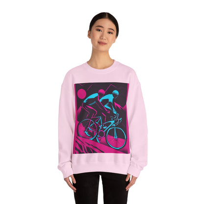 boostlete-rise-grind-scene-cyclist-outline-vector-0868 — Unisex Heavy Blend Crewneck (G18000)