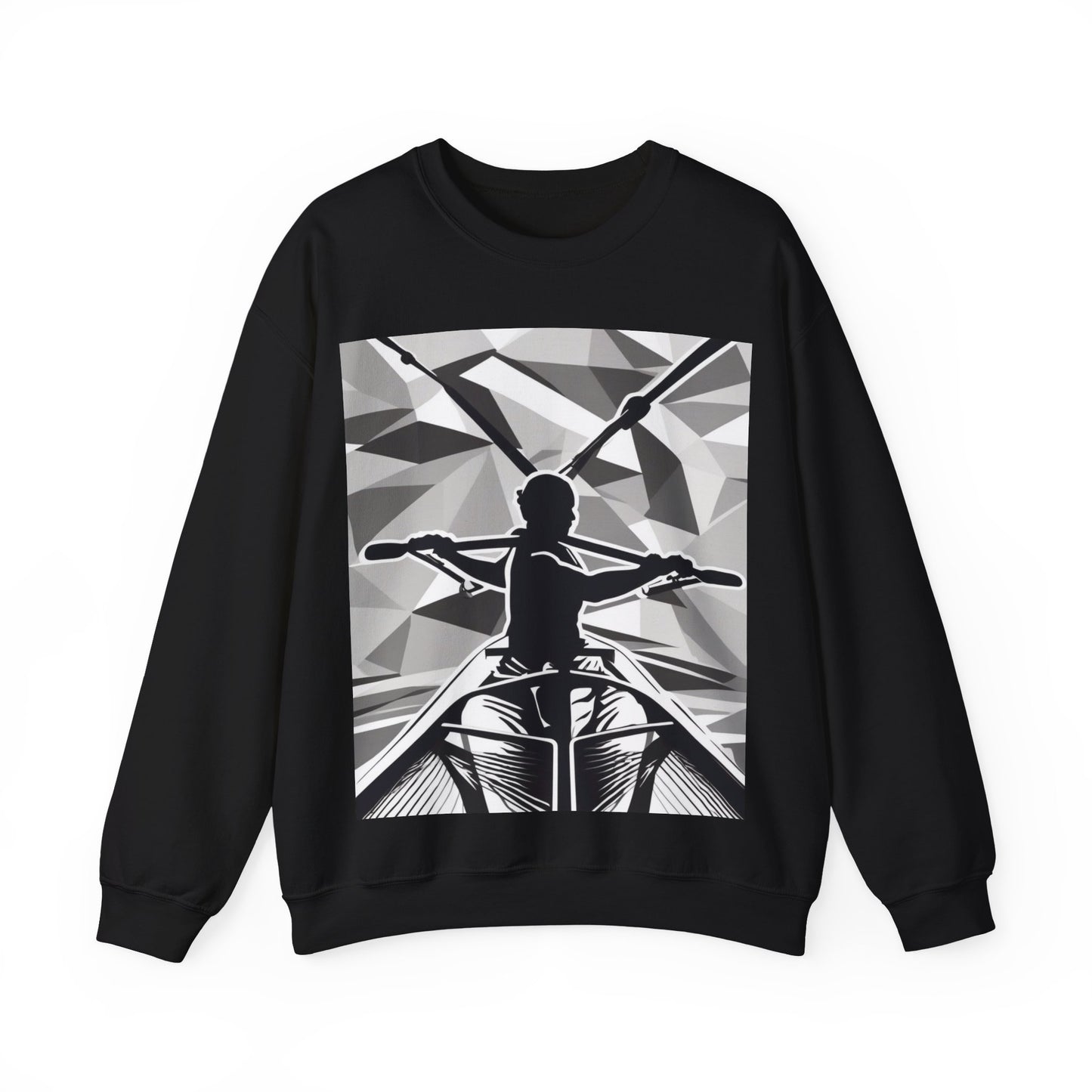 boostlete-am-crew-scene-rower-outline-geometric-0060 — Unisex Heavy Blend Crewneck Sweatshirt (Gildan)