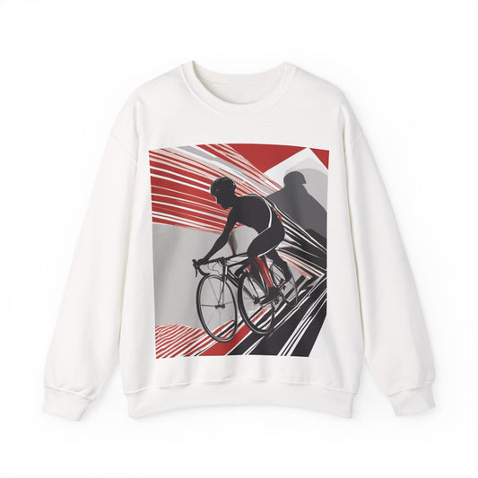 boostlete-boost-mode-scene-cyclist-speed-geometric-0208 — Unisex Heavy Blend Crewneck Sweatshirt (Gildan)