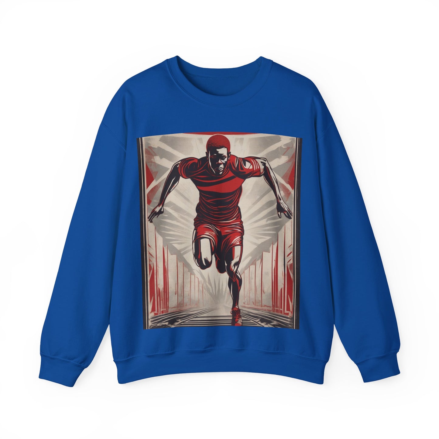 boostlete-am-crew-scene-sprinter-outline-athletic-0228 — Unisex Heavy Blend Crewneck Sweatshirt (Gildan)