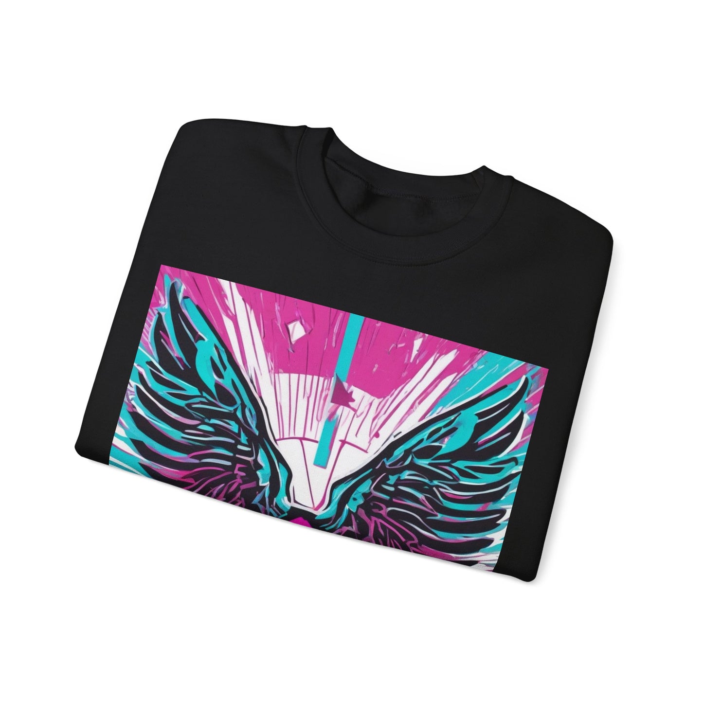 boostlete-am-crew-icon-wings-outline-line-art-0282 — Unisex Heavy Blend Crewneck Sweatshirt (Gildan)