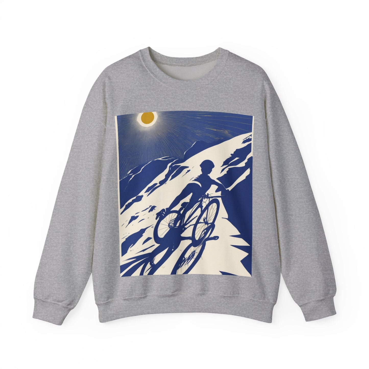 boostlete-am-crew-scene-cyclist-offset-bold-0008 — Unisex Heavy Blend Crewneck Sweatshirt (Gildan)