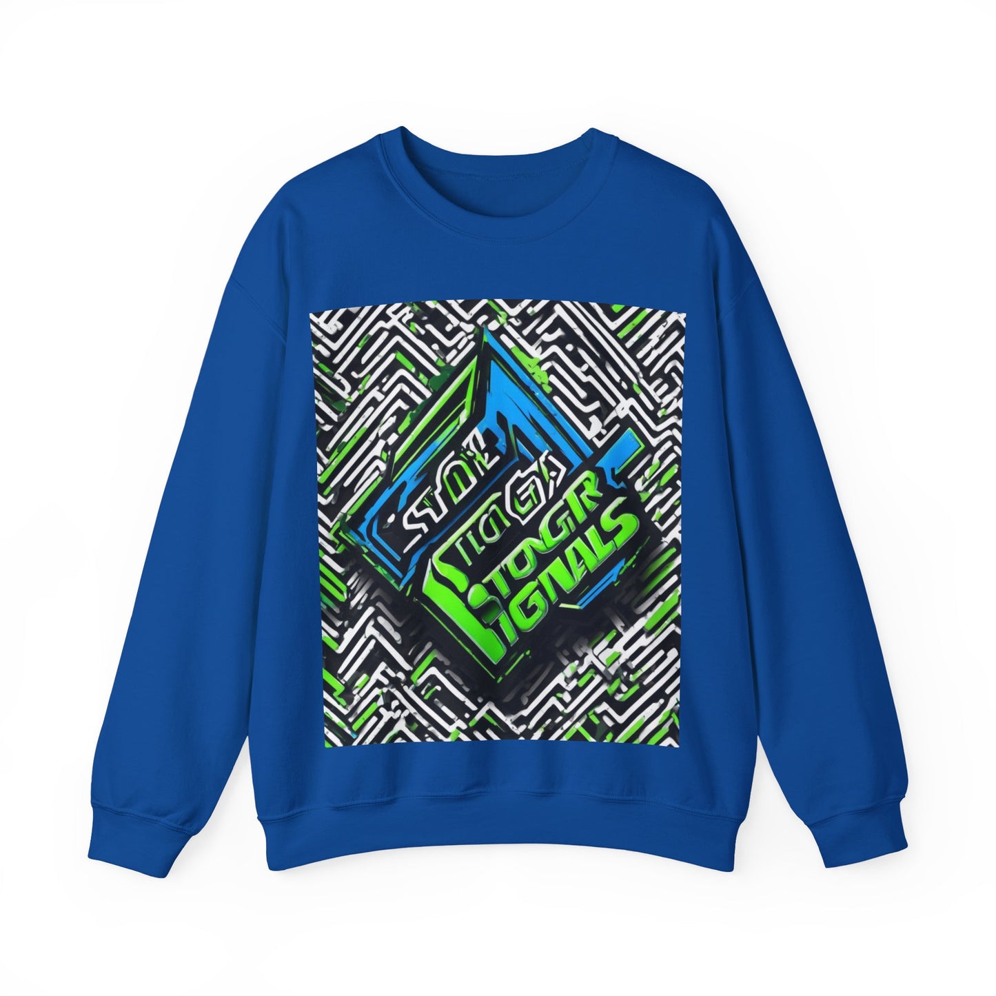boostlete-am-crew-type-stronger-signals-diagonal-badge-1077 — Unisex Heavy Blend Crewneck (G18000)