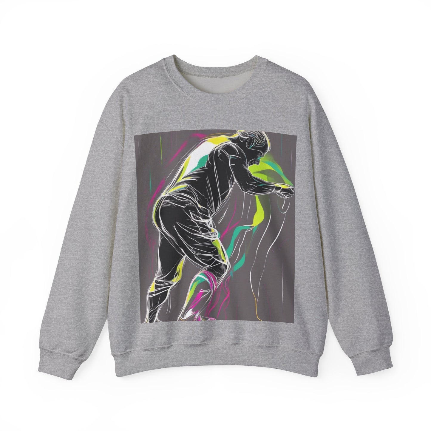 boostlete-iron-intent-scene-athlete-neon-monoline-0140 — Unisex Heavy Blend Crewneck Sweatshirt (Gildan)