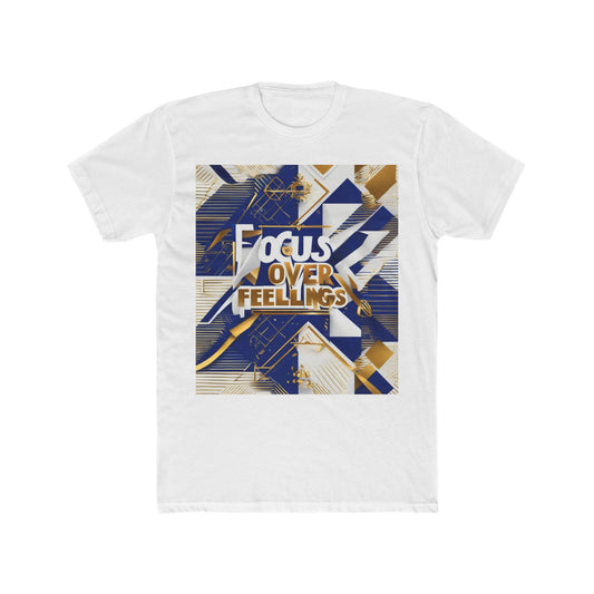 boostlete-am-crew-type-focus-over-feelings-banner-geometric-0169 — Unisex Cotton Crew Tee (NL 3600)