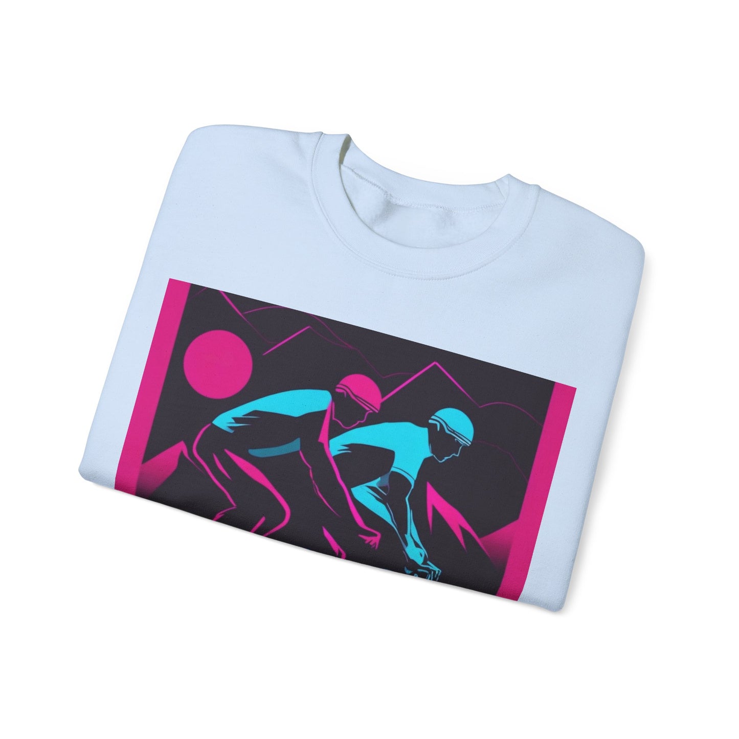 boostlete-rise-grind-scene-cyclist-outline-vector-0868 — Unisex Heavy Blend Crewneck (G18000)