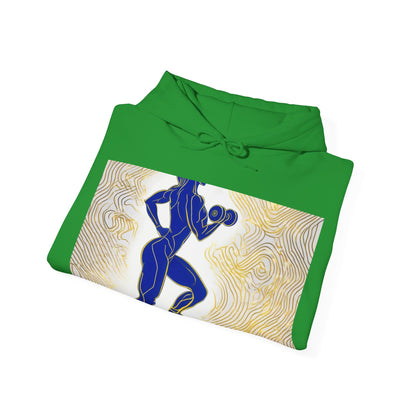 boostlete-iron-intent-scene-lunge-neon-line-art-0392 — Unisex Heavy Blend Hoodie (G18500)