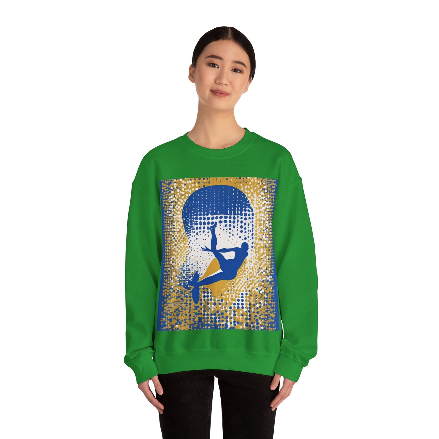 boostlete-field-day-icon-swimmer-halftone-paper-0246 — Unisex Heavy Blend Crewneck Sweatshirt (Gildan)