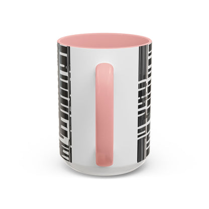 boostlete-iron-intent-pattern-barcode-line-art-0599 — Accent Mug 11/15oz