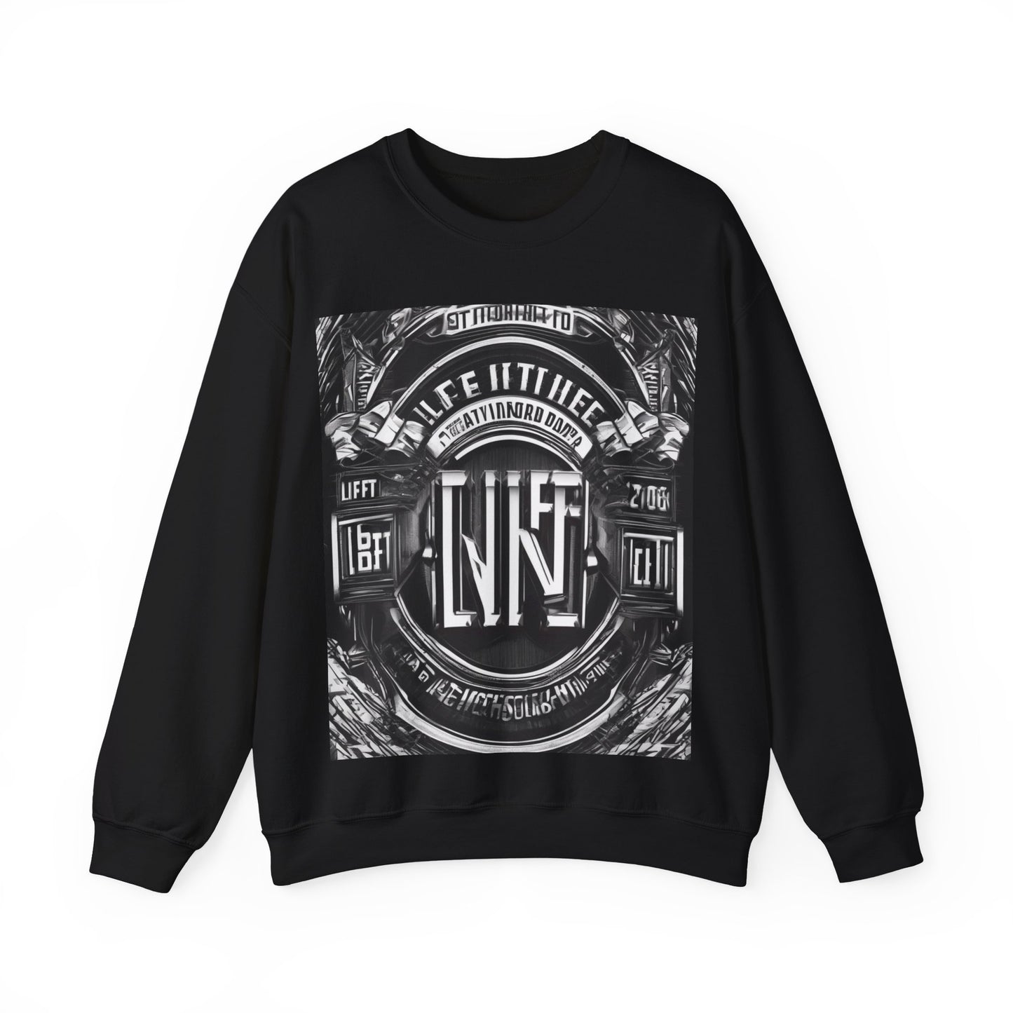 boostlete-am-crew-type-lift-the-standard-banner-engraved-0665 — Unisex Heavy Blend Crewneck (G18000)