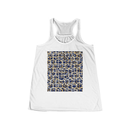 boostlete-am-crew-pattern-hex-industrial-0131 — Women's Flowy Racerback Tank (B+C 8800)