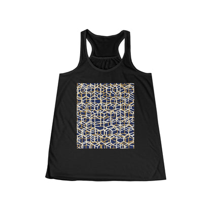 boostlete-am-crew-pattern-hex-industrial-0131 — Women's Flowy Racerback Tank (B+C 8800)