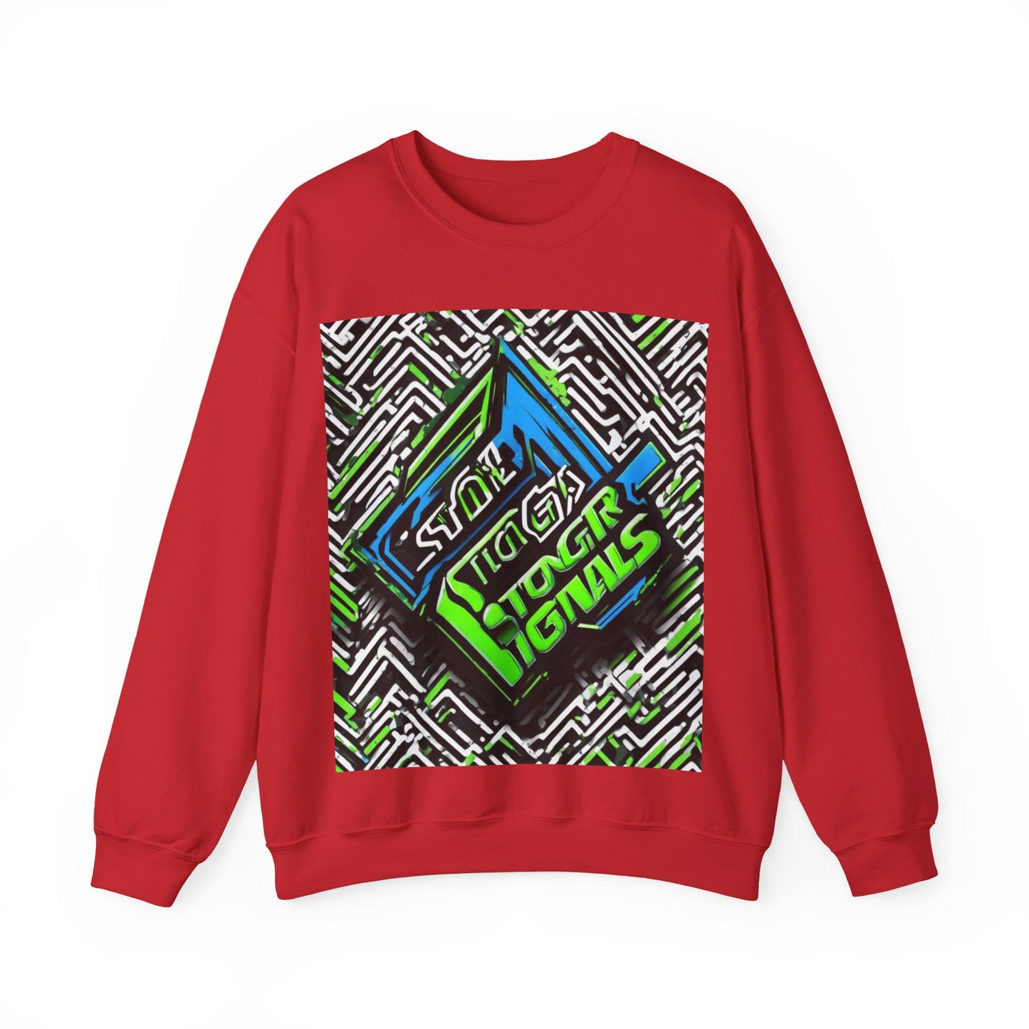 boostlete-am-crew-type-stronger-signals-diagonal-badge-1077 — Unisex Heavy Blend Crewneck (G18000)