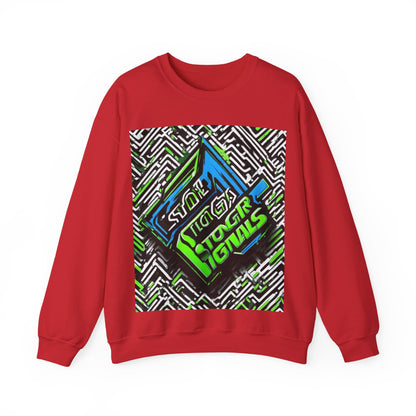 boostlete-am-crew-type-stronger-signals-diagonal-badge-1077 — Unisex Heavy Blend Crewneck (G18000)
