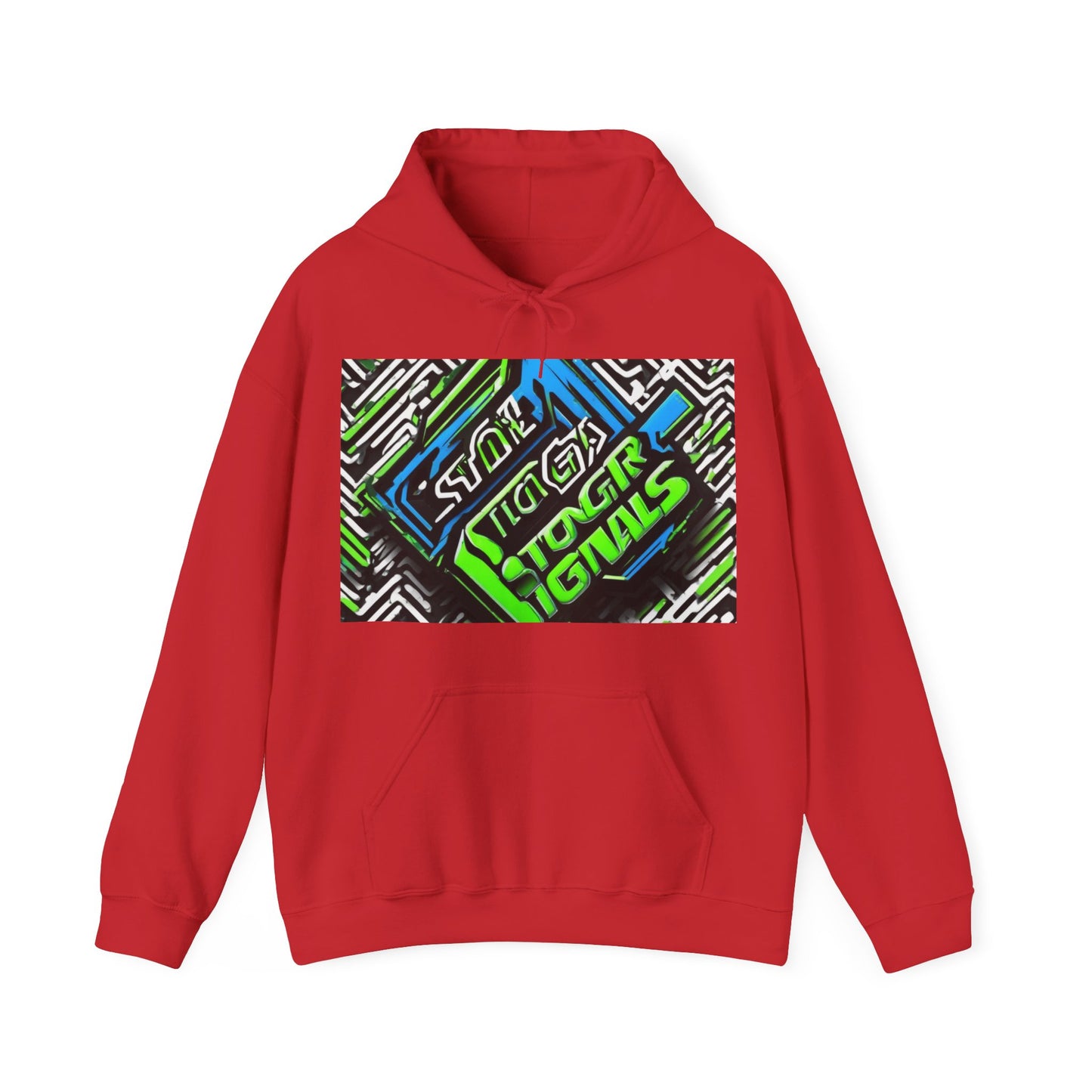 boostlete-am-crew-type-stronger-signals-diagonal-badge-1077 — Unisex Heavy Blend Hoodie (G18500)