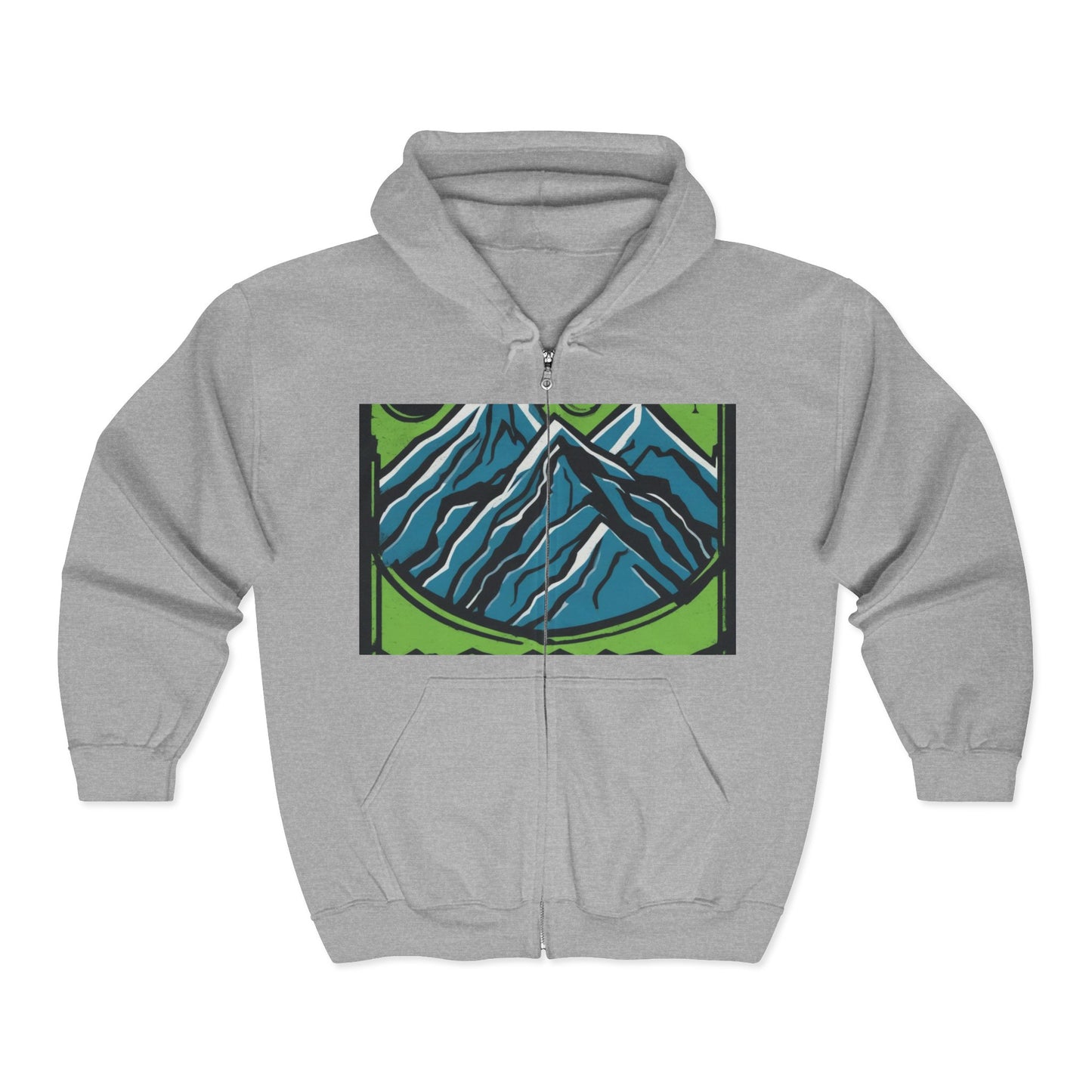 boostlete-pr-season-icon-mountain-grainy-badge-0154 — Unisex Heavy Blend Full-Zip Hooded Sweatshirt