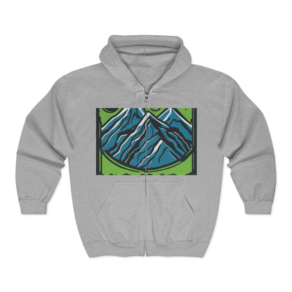boostlete-pr-season-icon-mountain-grainy-badge-0154 — Unisex Heavy Blend Full-Zip Hooded Sweatshirt