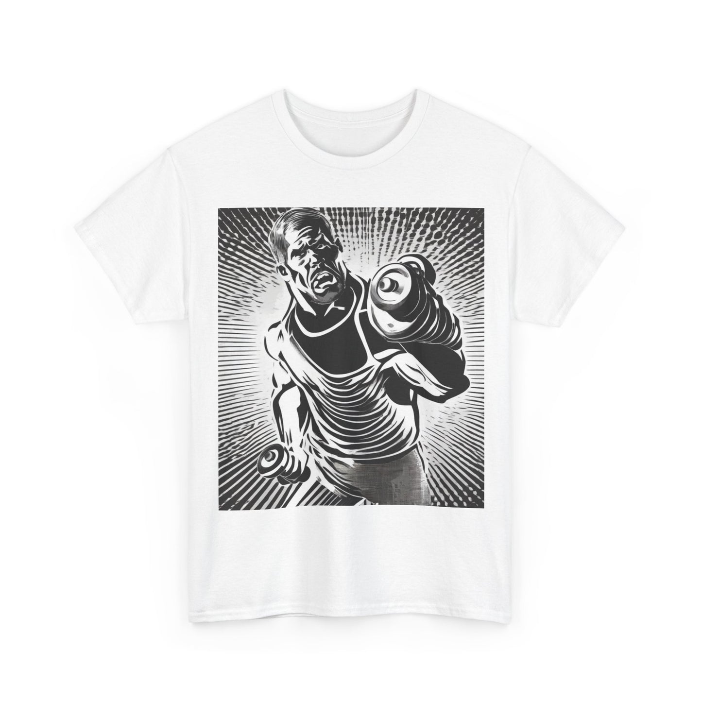 boostlete-pr-season-scene-lunge-halftone-engraved-0096 — Unisex Heavy Cotton Tee (Gildan 5000)