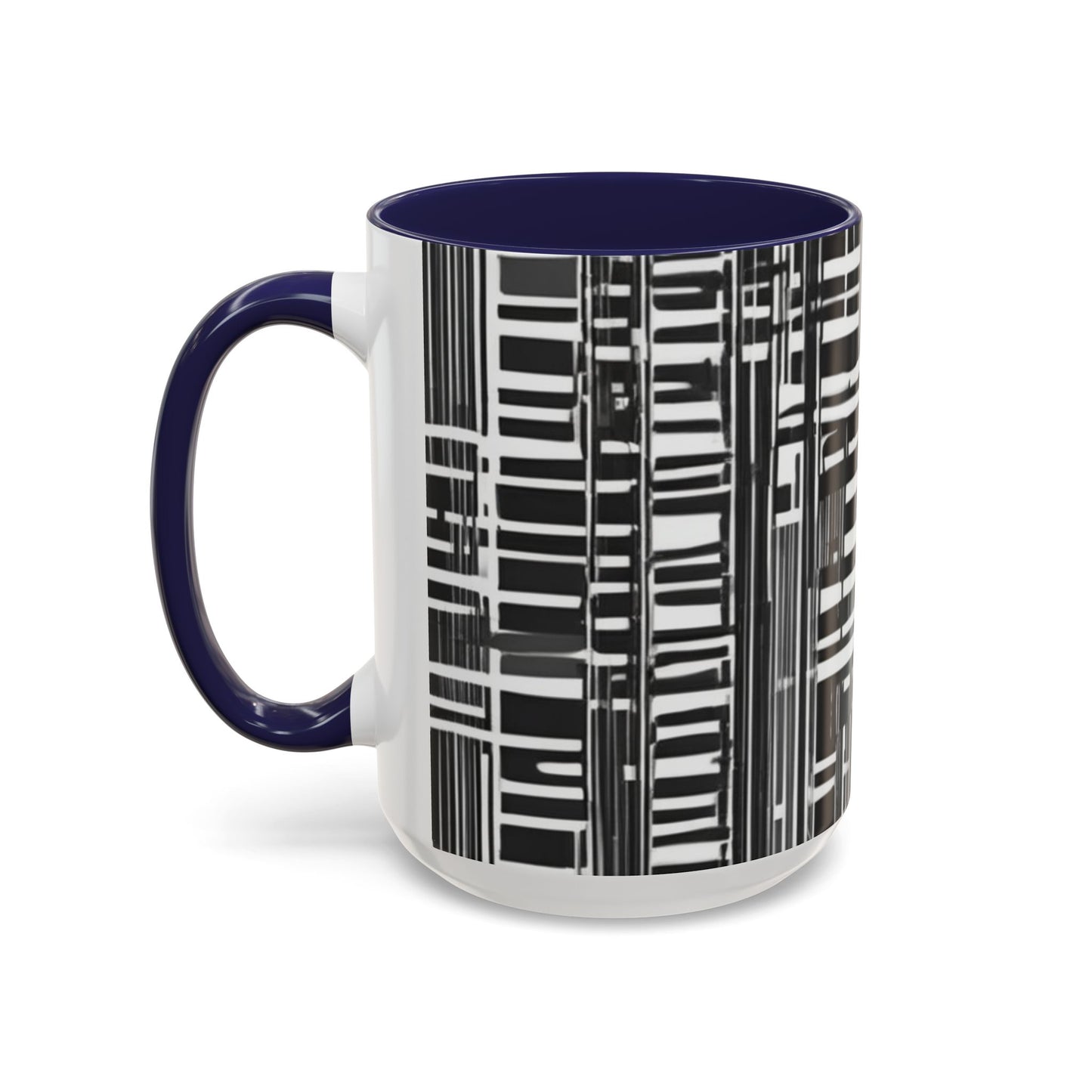 boostlete-iron-intent-pattern-barcode-line-art-0599 — Accent Mug 11/15oz