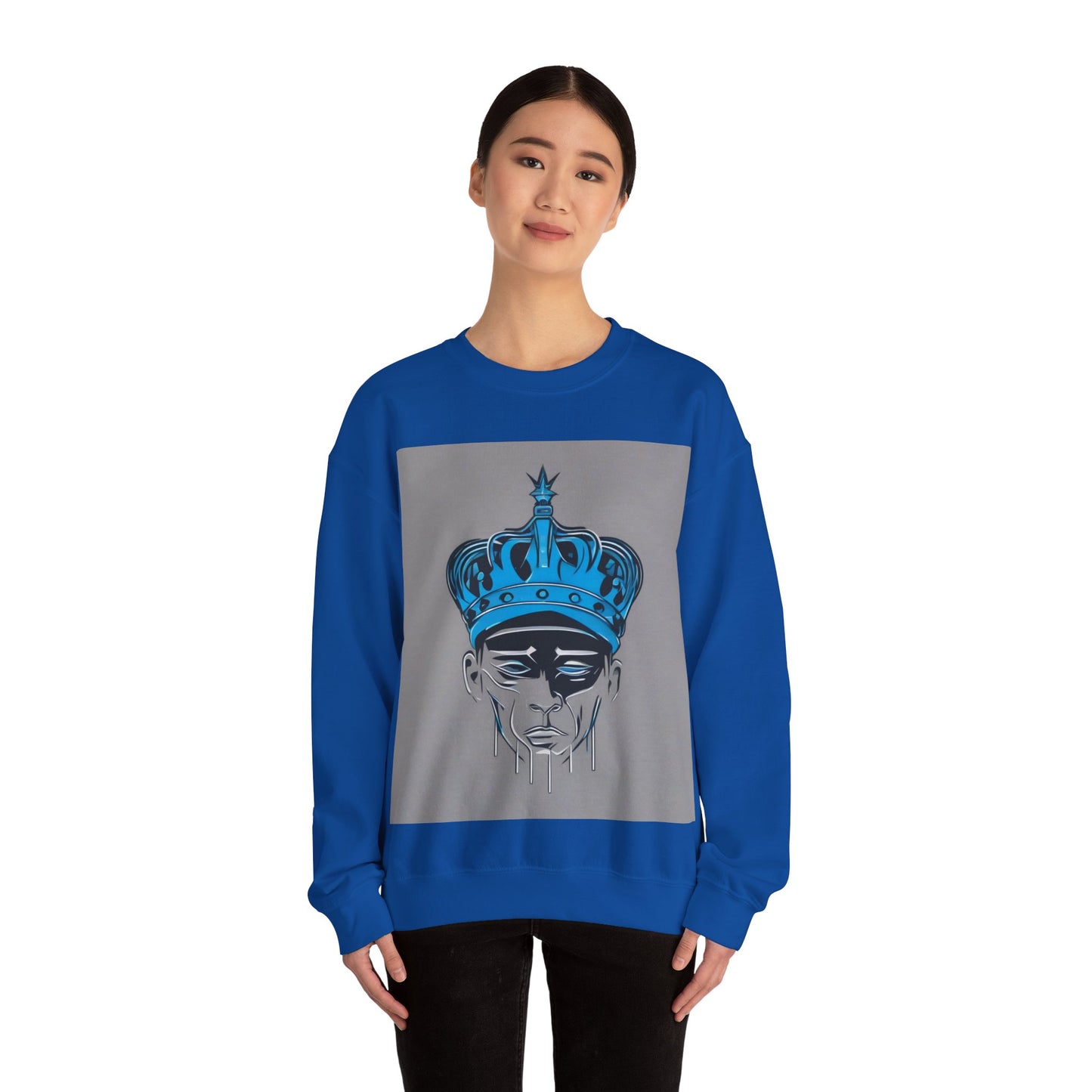 boostlete-am-crew-icon-crown-grainy-monoline-0022 — Unisex Heavy Blend Crewneck Sweatshirt (Gildan)