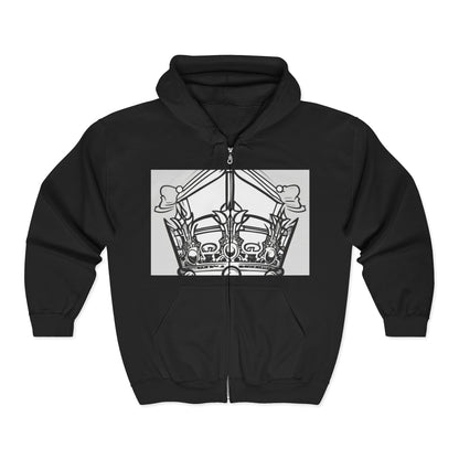 boostlete-quiet-power-icon-crown-outline-badge-0130 — Unisex Heavy Blend Full-Zip Hooded Sweatshirt