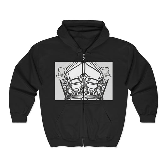 boostlete-quiet-power-icon-crown-outline-badge-0130 — Unisex Heavy Blend Full-Zip Hooded Sweatshirt