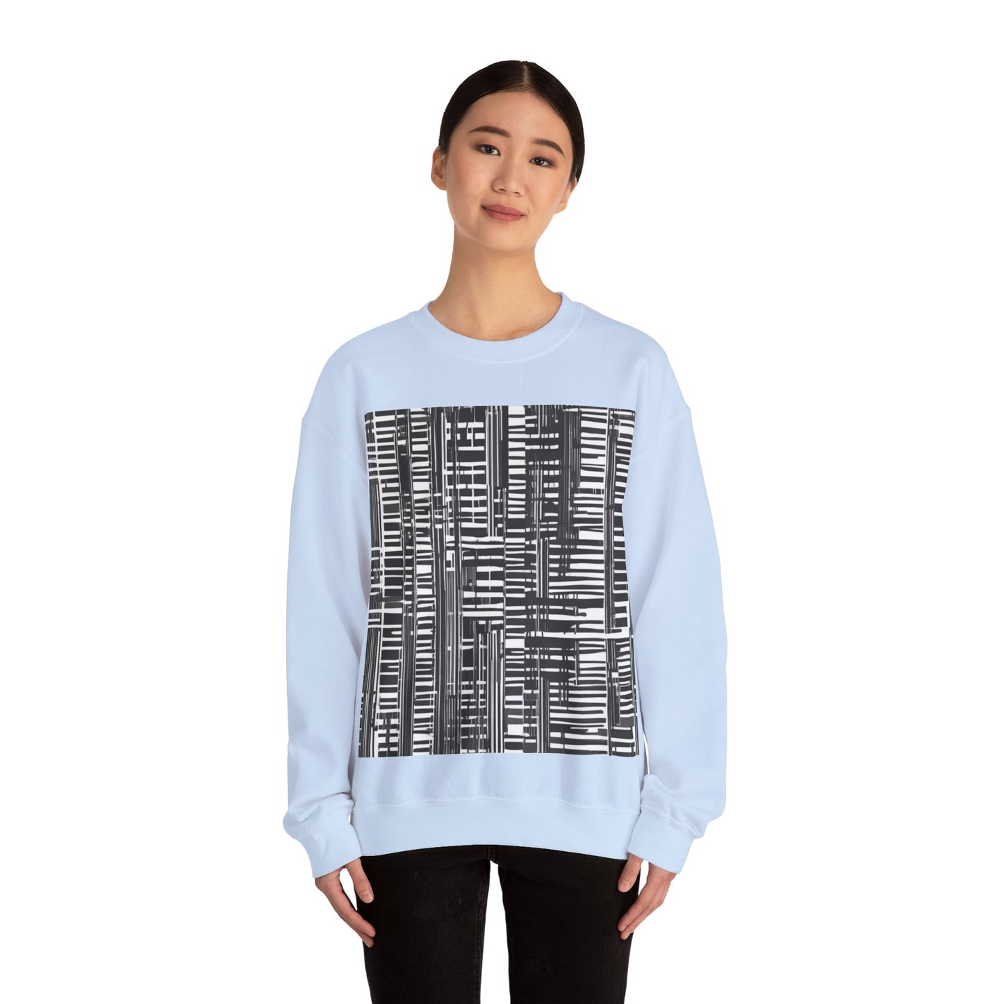 boostlete-iron-intent-pattern-barcode-line-art-0599 — Unisex Heavy Blend Crewneck (G18000)