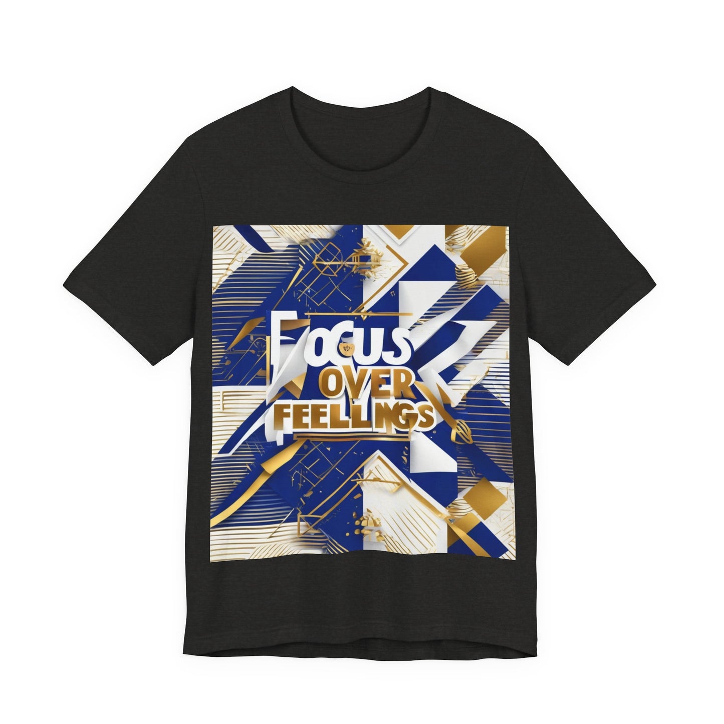 boostlete-am-crew-type-focus-over-feelings-banner-geometric-0169 — Unisex Jersey Short Sleeve (B+C 3001)