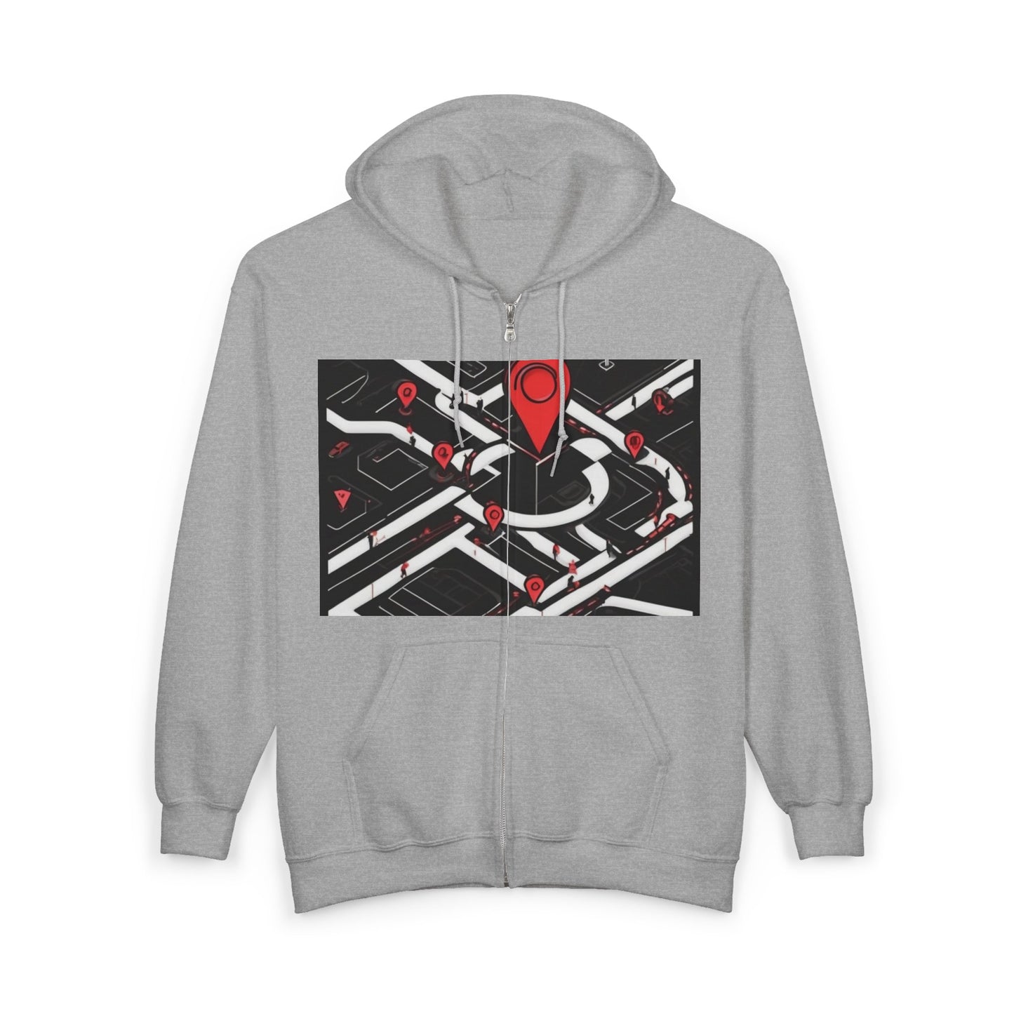 boostlete-am-crew-icon-map-matte-isometric-0094 — Unisex Heavy Blend Full-Zip Hooded Sweatshirt