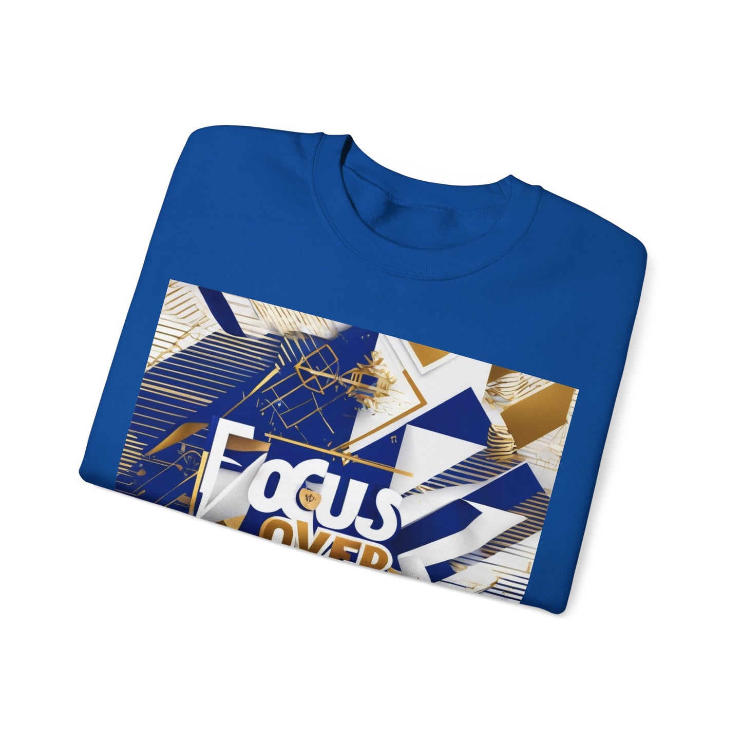 boostlete-am-crew-type-focus-over-feelings-banner-geometric-0169 — Unisex Heavy Blend Crewneck Sweatshirt (Gildan)