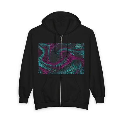 boostlete-am-crew-pattern-topographic-monoline-0075 — Unisex Heavy Blend Full-Zip Hooded Sweatshirt