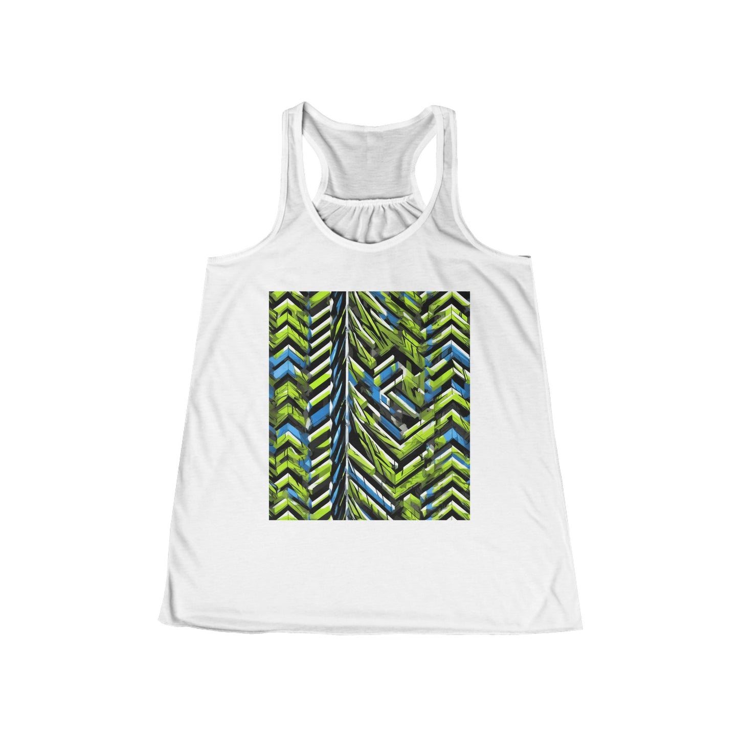 boostlete-rise-grind-pattern-chevron-isometric-0195 — Women's Flowy Racerback Tank (B+C 8800)
