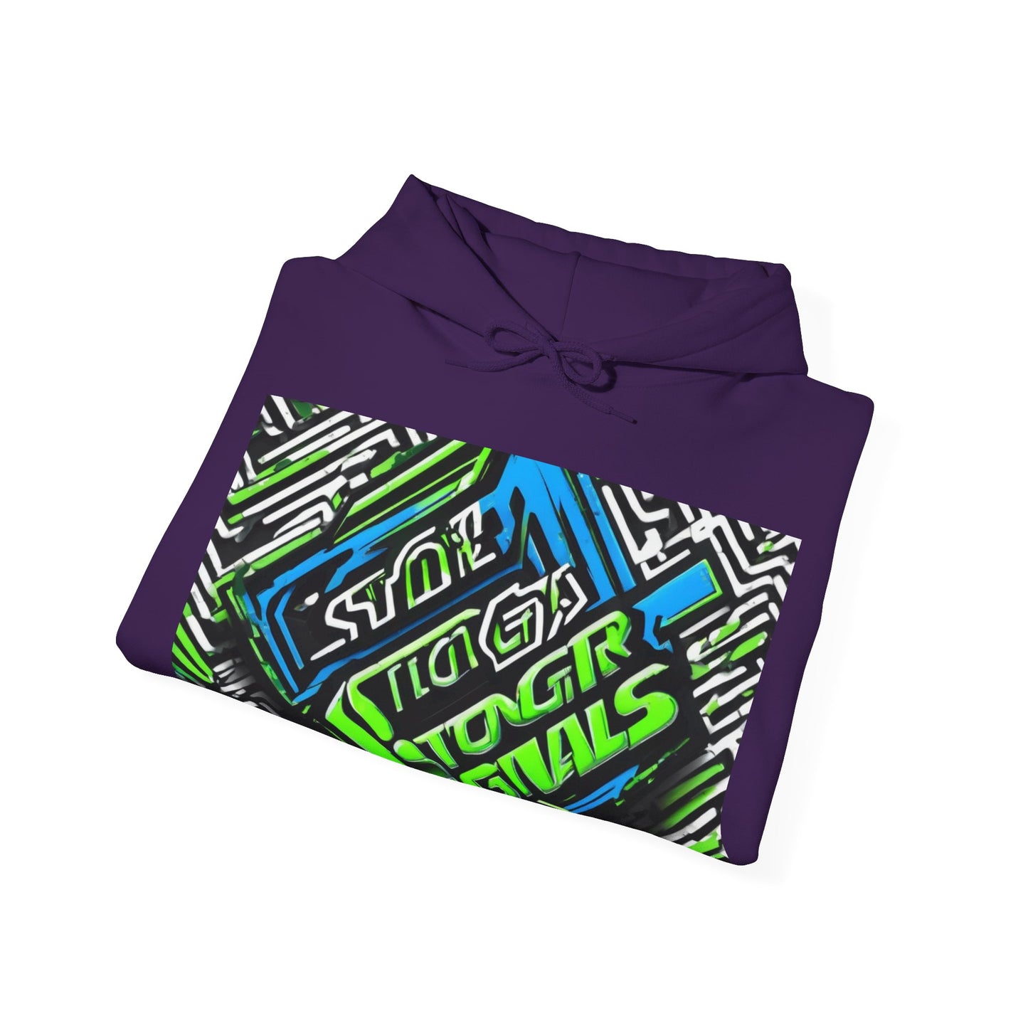 boostlete-am-crew-type-stronger-signals-diagonal-badge-1077 — Unisex Heavy Blend Hoodie (G18500)