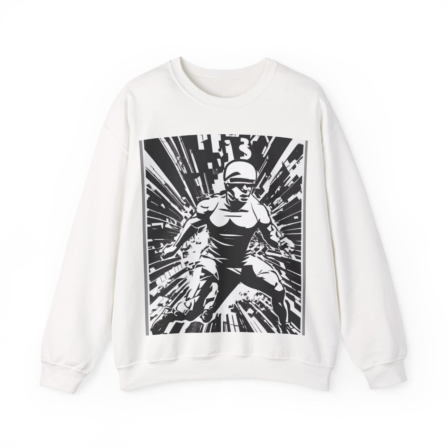 boostlete-field-day-scene-sprinter-halftone-bold-0148 — Unisex Heavy Blend Crewneck Sweatshirt (Gildan)