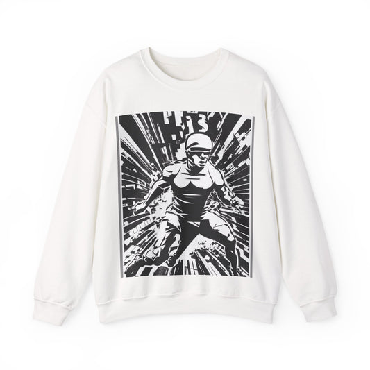 boostlete-field-day-scene-sprinter-halftone-bold-0148 — Unisex Heavy Blend Crewneck Sweatshirt (Gildan)